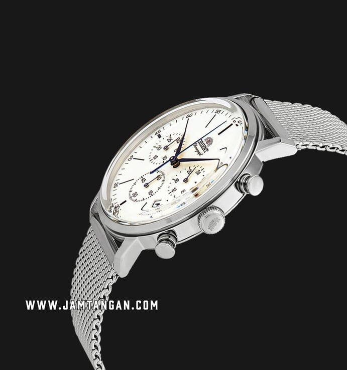 Orient RA-KV0402S Men Chronograph Silver Dial Mesh Strap