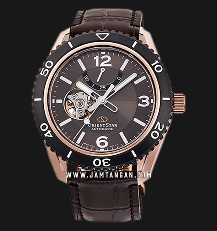 Orient Star RE-AT0103Y Automatic Men Open Heart Brown Dial Brown Leather Strap
