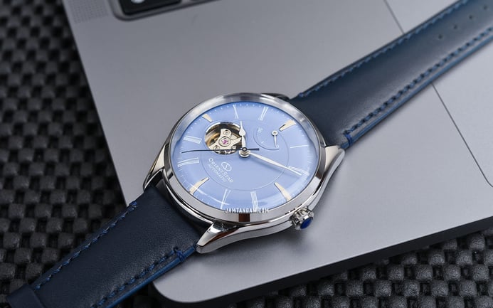Orient Star RE-AT0203L Open Heart Light Blue Dial Blue Leather Strap
