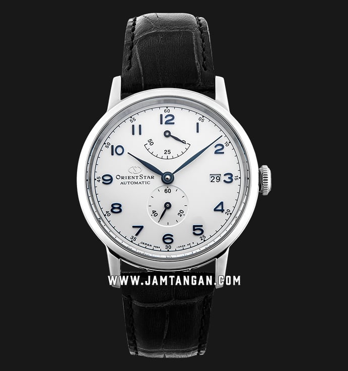 Orient Star Heritage RE-AW0004S Gothic Power Reserve Small Man Silver Dial Black Leather Strap