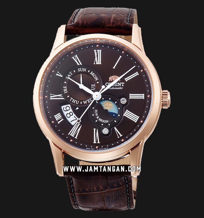 Orient Classic Sun and Moon SAK00003T Men Brown Dial Brown Leather Strap