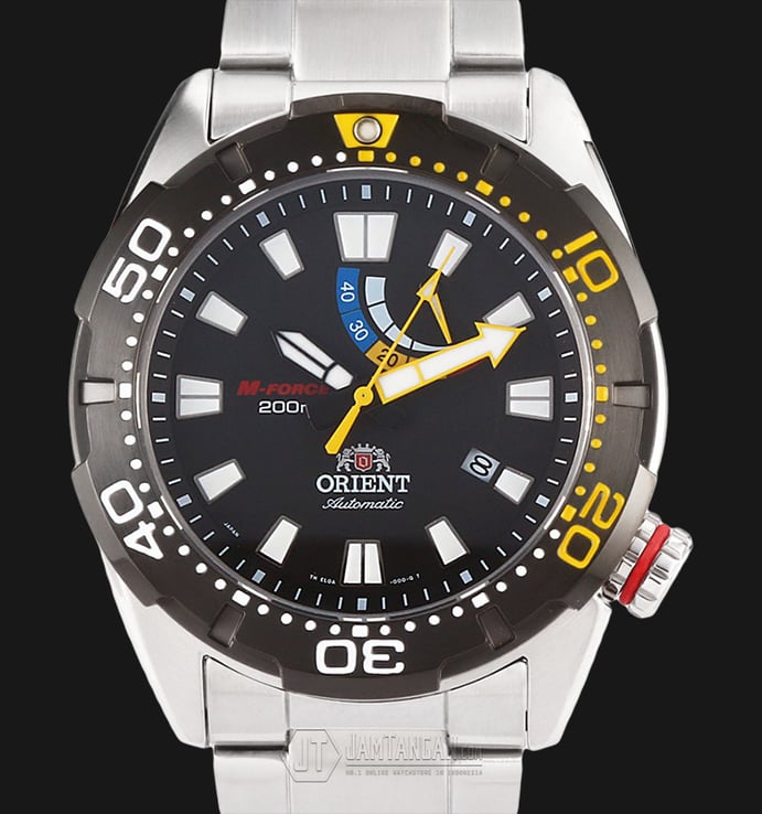 Orient M-Force Bravo SEL0A001B Automatic Black Diver 200M Stainless Steel Strap