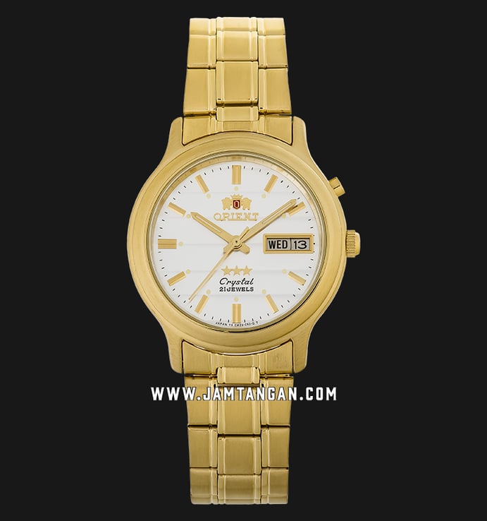 Orient 3 Stars SEM0201UW Crystal Automatic Ladies Silver Dial Gold Stainless Steel