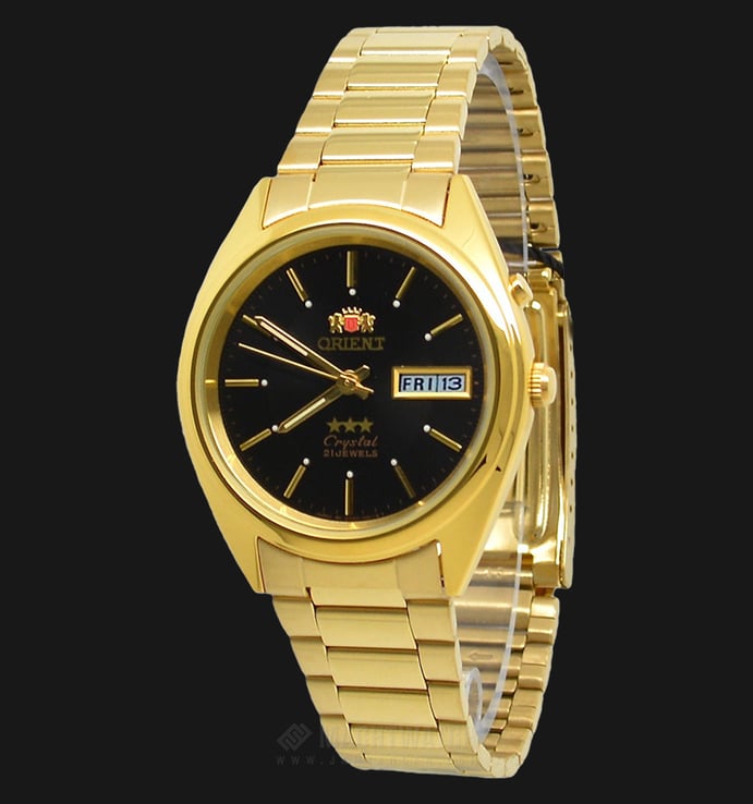 Orient Classic 3 Stars Crystal SEM0401GB Automatic Men Black Dial Gold Stainless Steel Strap