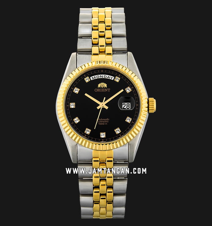 Orient Oyster SEV0J002B Automatic Sapphire Collection Ladies Black Dial Dual Tone Stainless Steel