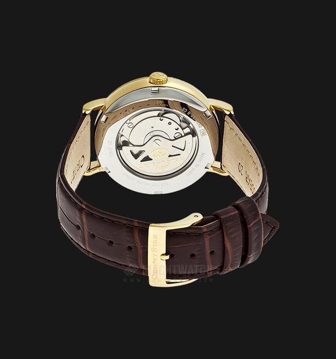 Orient Star WZ0141DK Automatic Open Heart Series Skeleton Dial Leather Strap