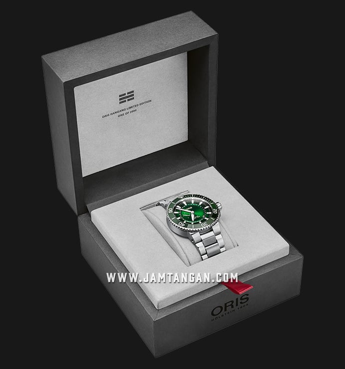 Oris Aquis Hangang 01 743 7734 4187-Set Green Gradient Dial Stainless Steel Strap LIMITED EDITION