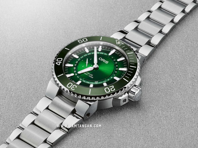 Oris Aquis Hangang 01 743 7734 4187-Set Green Gradient Dial Stainless Steel Strap LIMITED EDITION