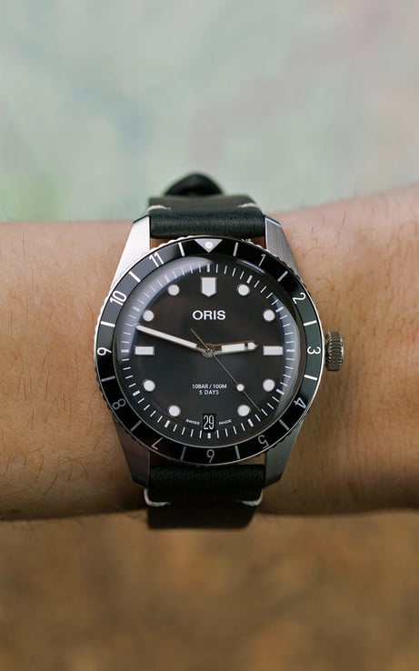 Oris Divers Sixty-Five 01-400-7772-4054-07-5-20-82 Black Dial Black Leather Strap