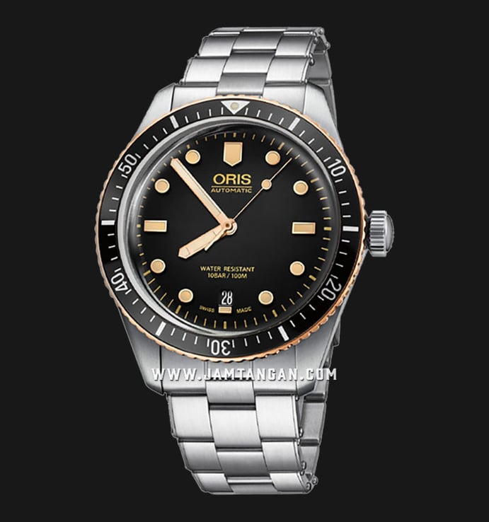 Oris Divers 01-733-7707-4354-07-8-20-18 Sixty-Five Black Dial Stainless Steel Strap