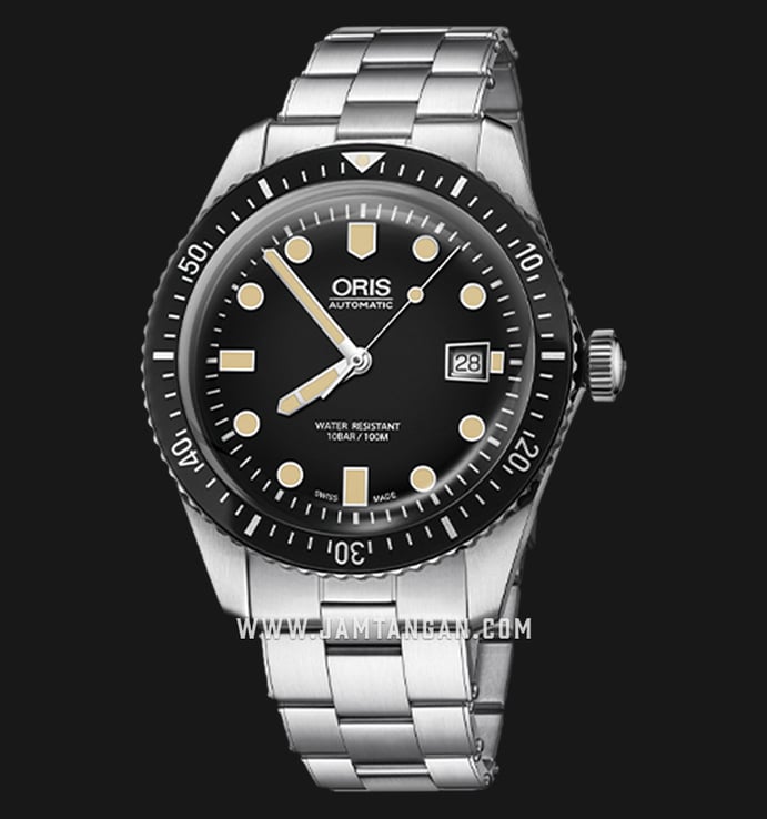 Oris Divers Sixty-Five 01-733-7720-4054-07-8-21-18 Black Dial Stainless Steel Strap