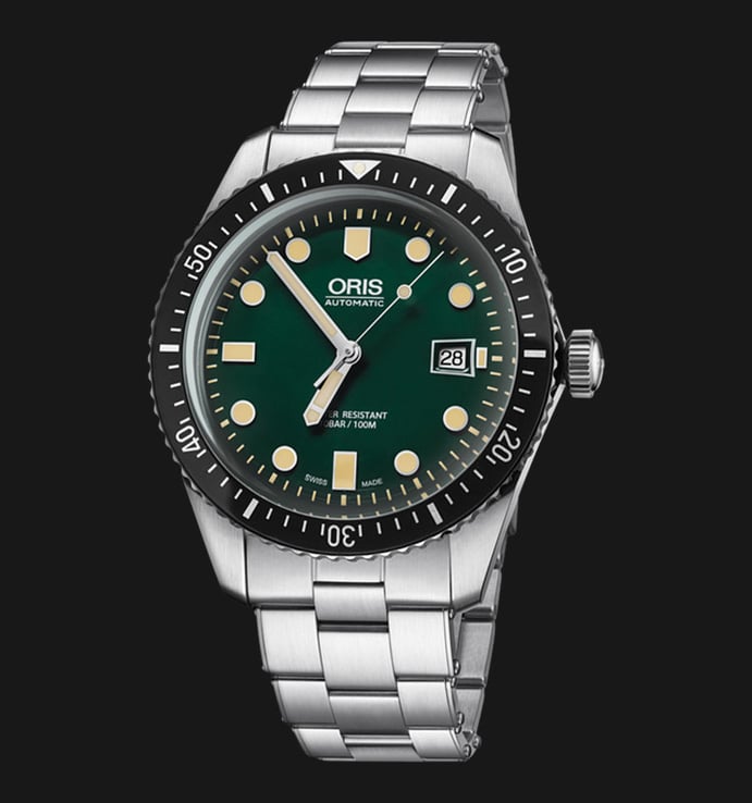 Oris Divers Sixty Five 01-733-7720-4057-07-8-21-18 Green Dial Stainless Steel Strap