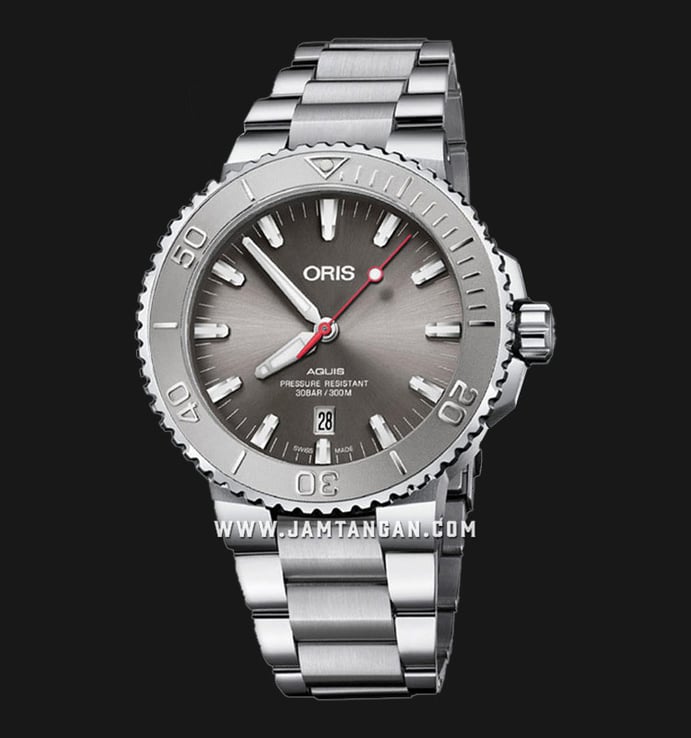 Oris Aquis 01-733-7730-4153-07-8-24-05PEB Date Relief Grey Dial Stainless Steel Strap