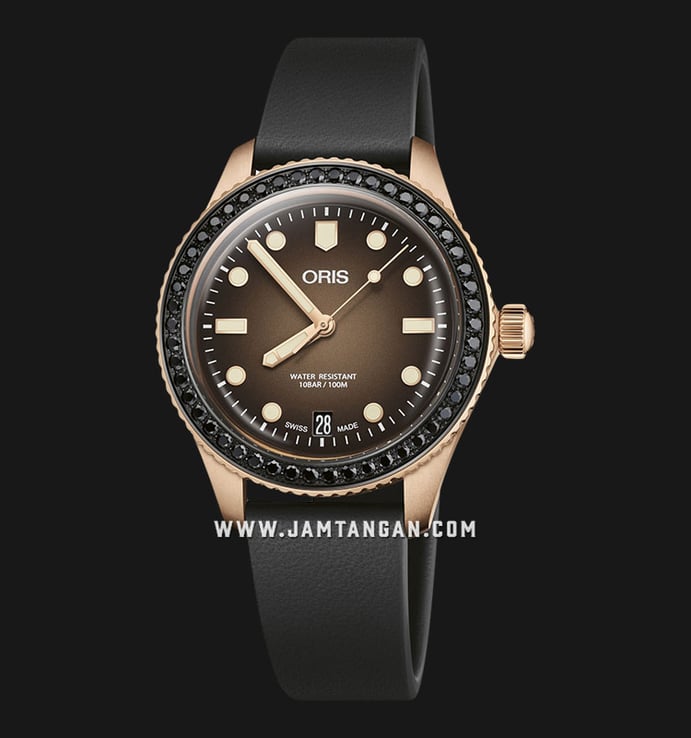 Oris Divers 01-733-7747-3986-Set Herzog Loibner Edition Brown Dial Black Leather Strap