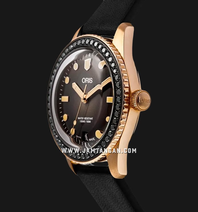 Oris Divers 01-733-7747-3986-Set Herzog Loibner Edition Brown Dial Black Leather Strap