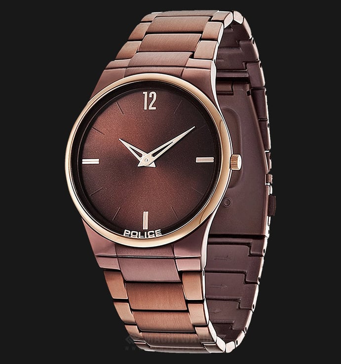 Police Horizon PL.12744JRSBZR/12M Brown Dial Ion Plating Case Brown Stainless Steel Strap