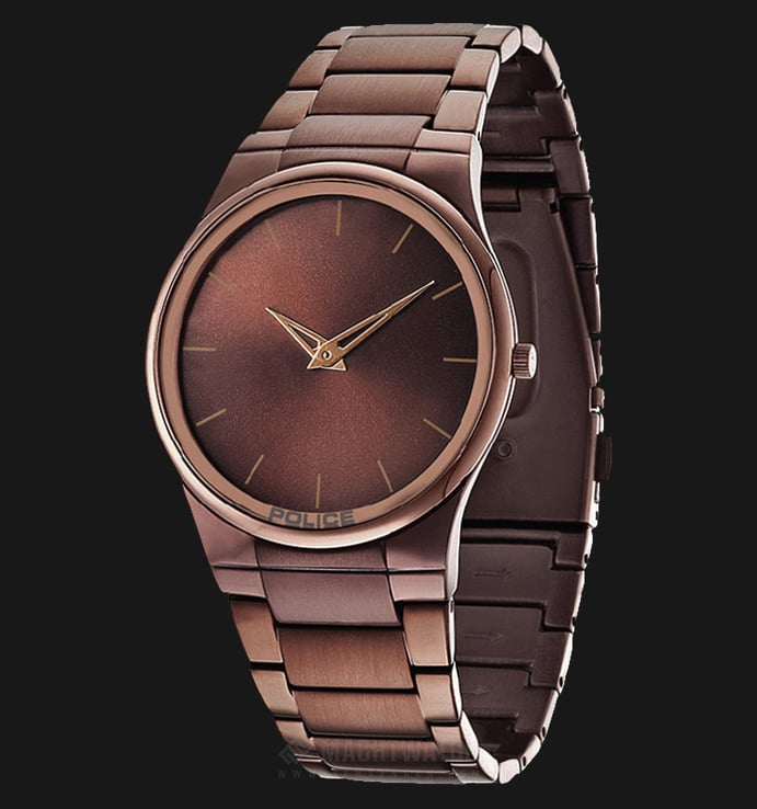 Police Horizon PL.12744JRSQBZ/12M Brown Dial Ion Plating Case Brown Stainless Steel Strap