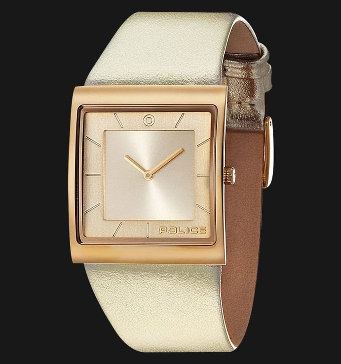 Police Skyline PL.13678BSG/06A Gold Dial Silver Leather Strap