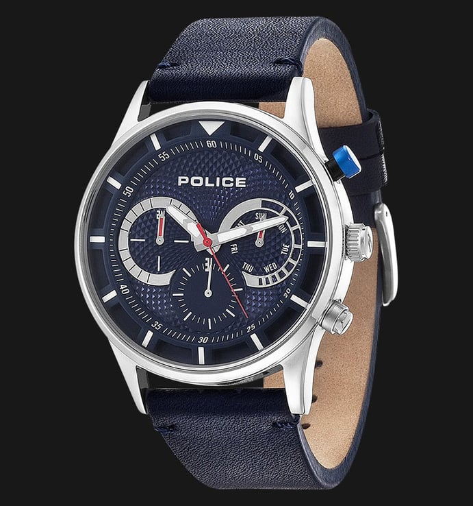 Police Driver PL.14383JS/03 Blue Dial Day and Date Display Blue Leather