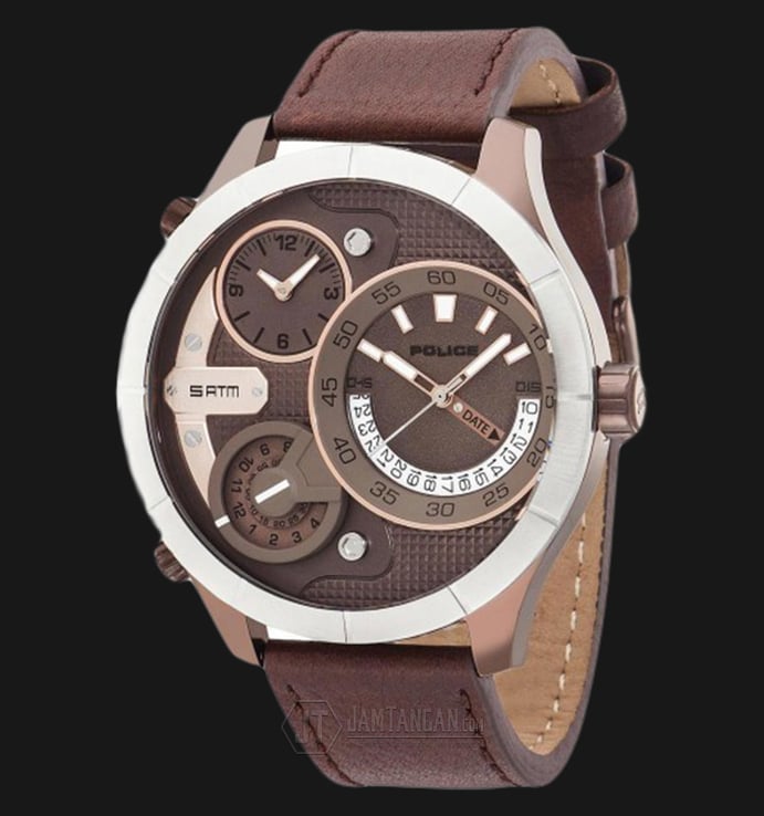 Police PL.14638XSBZS/12 Brown Dial Brown Leather Strap