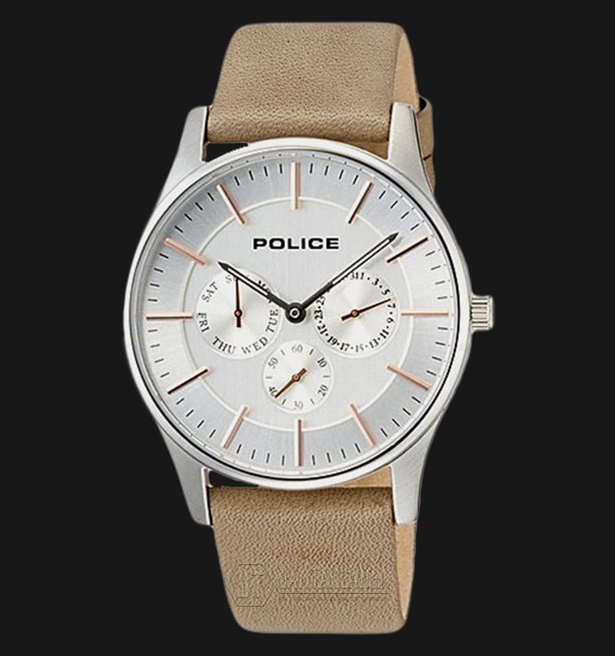 Police PL.14701JS/04 Silver Dial Brown Leather Strap