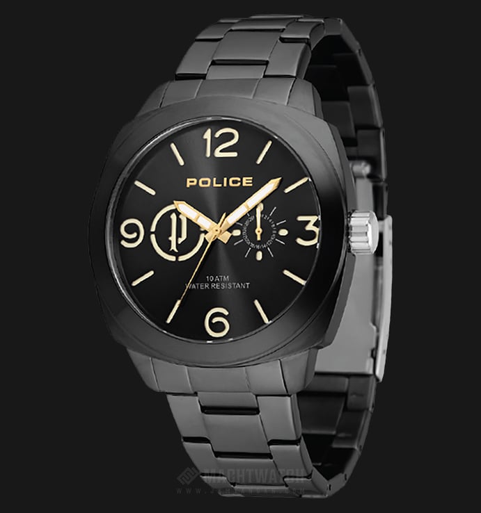 Police Context PL.14717JSB/02MA Black Dial Ion Plated Case Stainless Steel Strap