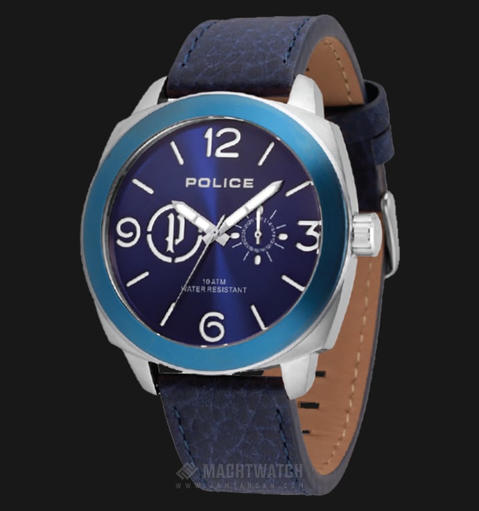 Police Context PL.14717JSTBL/03 Blue Dial Stainless Steel Case Blue Leather Strap
