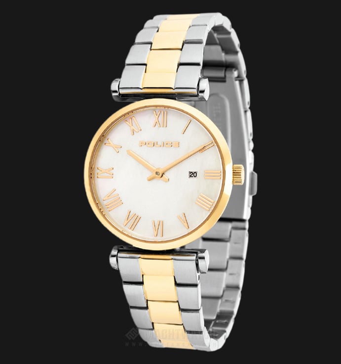 Police Primo PL.14921LST/28M Mother of Pearl Dial Stainless Steel Case Dual Tone St. Steel Strap