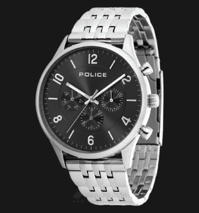 Police Grand PL.14924JS/02M Black Dial Stainless Steel Case Stainless Steel Strap
