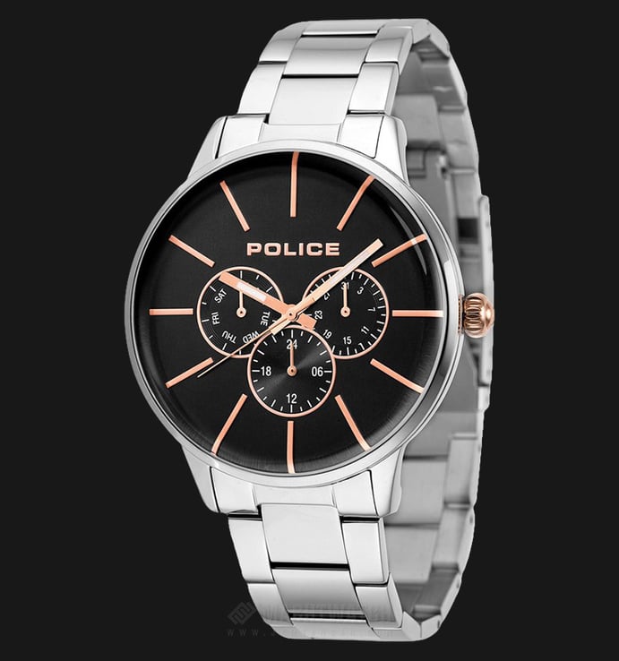 Police PL.14999JS/02M Men Multi-function Black Dial Stainless Steel Watch