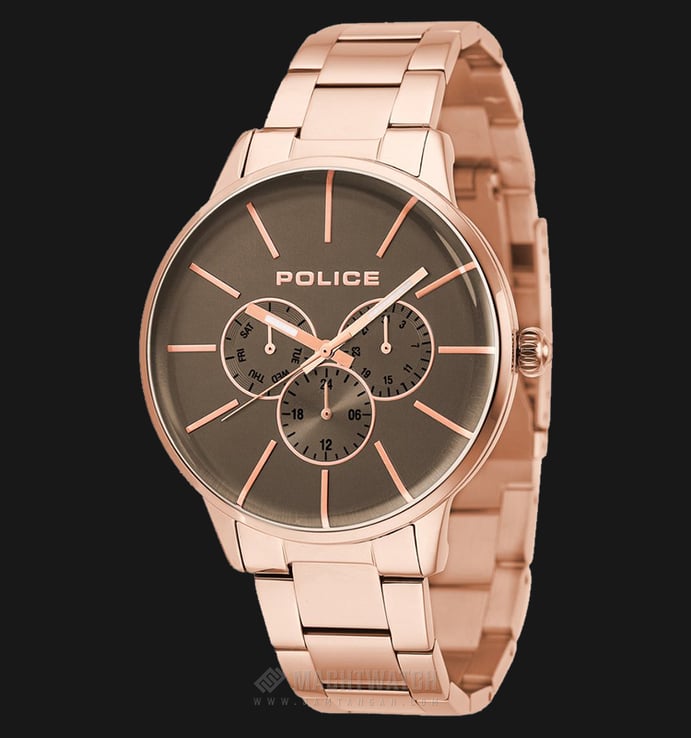 Police Swift PL.14999JSR/13M Grey Dial Ion Plating Case Rose Gold Stainless Steel Strap