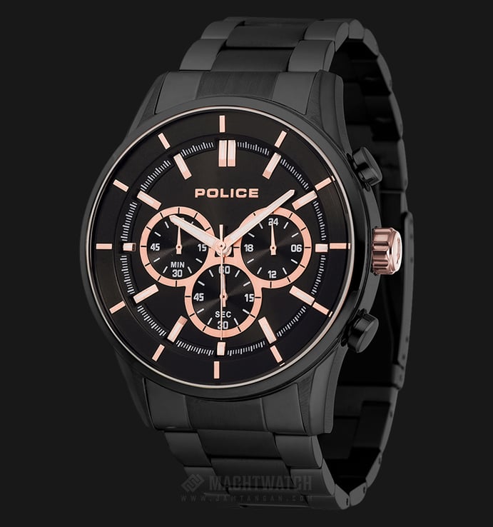 Police Rush PL.15001JSB/02MA Chronograph Men Black Dial Black Stainless Steel Watch