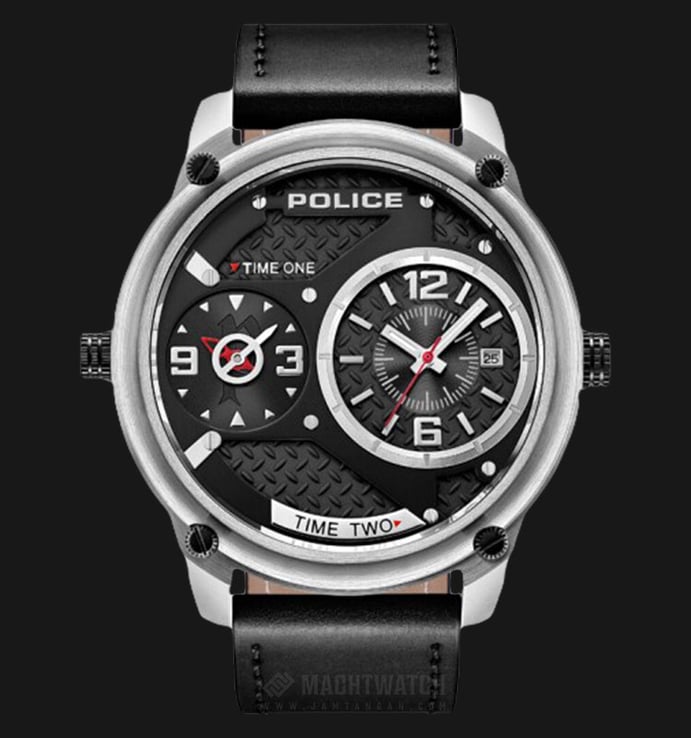 Police Sport Multi-function PL.15268JS/02 Chronograph Men Black Dial Black Leather Watch