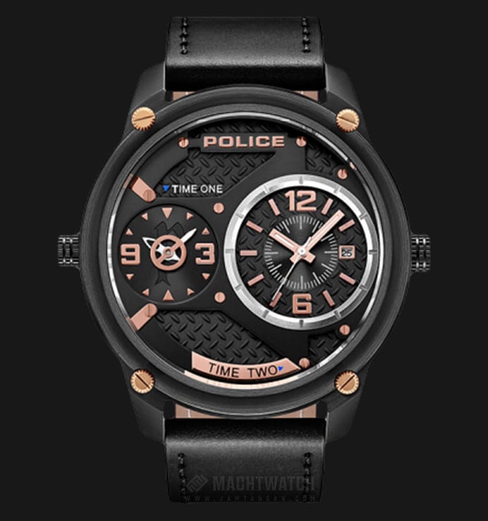Police Sport Multi-function PL.15268JSB/02 Chronograph Men Black Dial Black Leather Watch