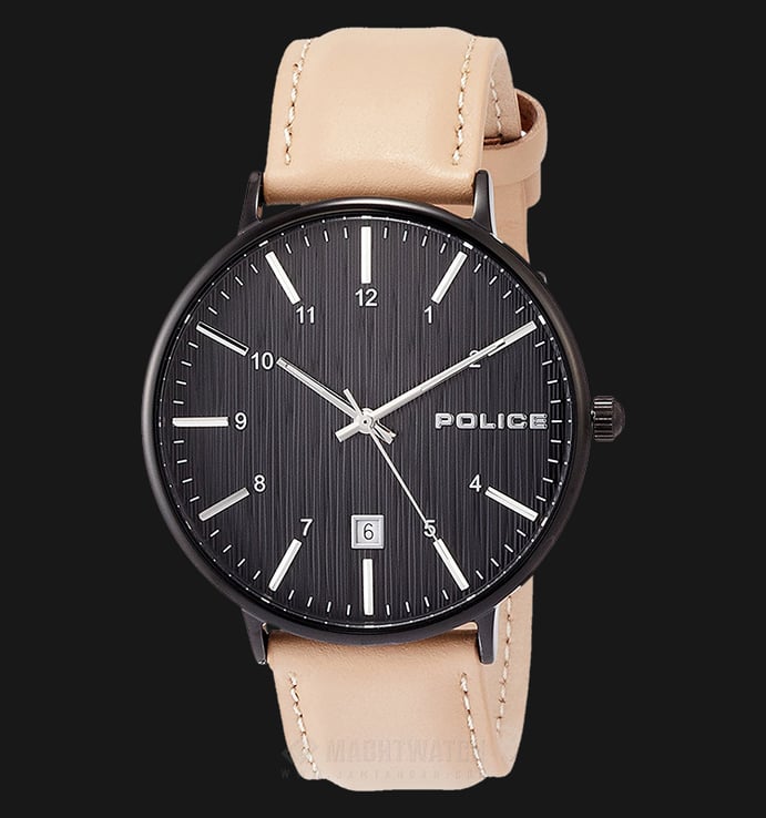 Police Polaris PL.15303JSB/02 Men Black Dial Beige Leather Watch