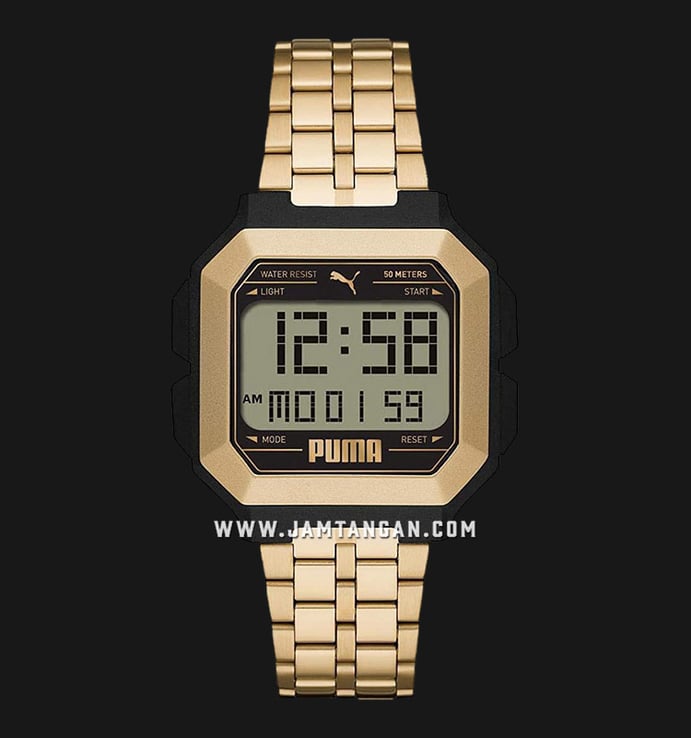 PUMA Remix P5052 Men Digital Dial Gold Stainless Steel Strap