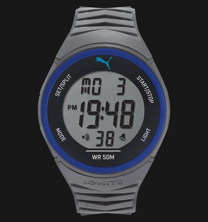 PUMA PU911411002 Men Digital Display Gray-Blue Resin Watch