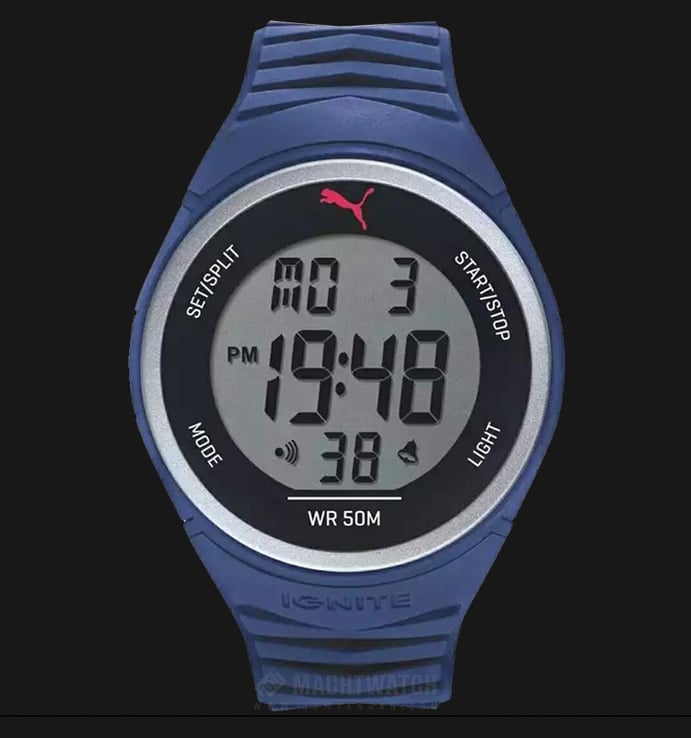 PUMA PU911411003 Men Digital Display Blue-Silver Resin Watch