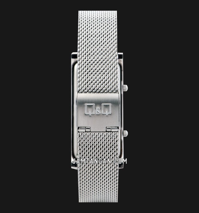 Q&Q Fashion QB61J201Y Ladies Dual Time Silver Dial Mesh Strap [No Box]