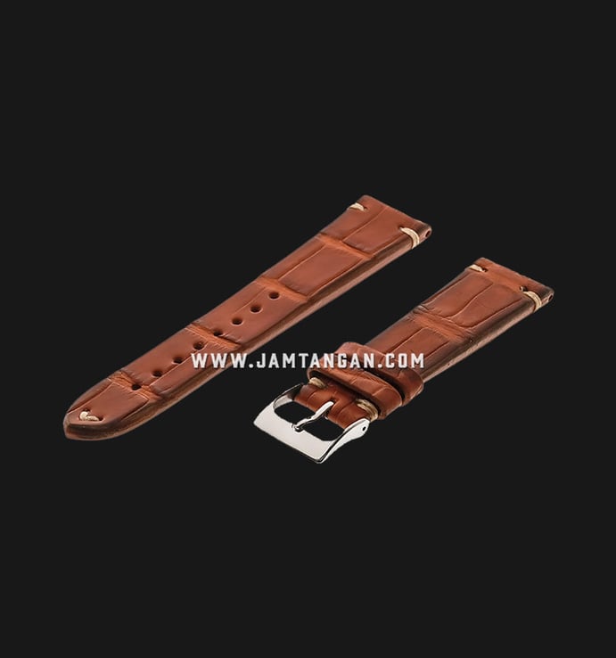 Strap Romeo Handmade in Italy 20mm Brown Leather Silver Buckle 112A31-20X16