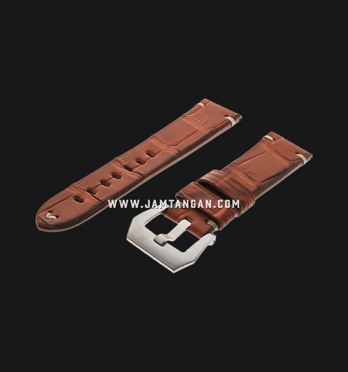 Strap Romeo Handmade in Italy 22mm Brown Leather Silver Buckle 112A31-22X20