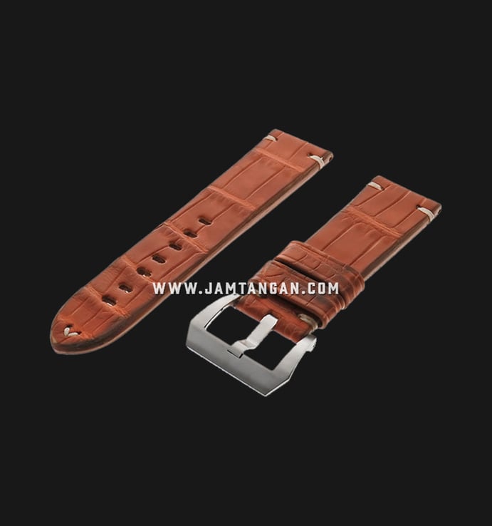 Strap Romeo Handmade in Italy 24mm Brown Leather Silver Buckle 112A31-24X22