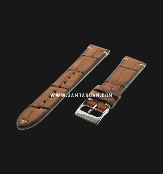 Strap Romeo Handmade in Italy 20mm Brown Leather Silver Buckle 112AH02-20X16