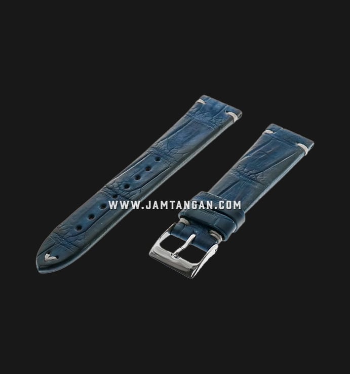 Strap Romeo Handmade in Italy 20mm Blue Leather Silver Buckle 112AH12-20X16