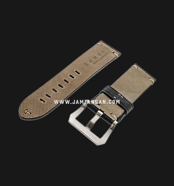 Strap Romeo Handmade in Italy 24mm Black Leather Silver Buckle 112AI04-24X22