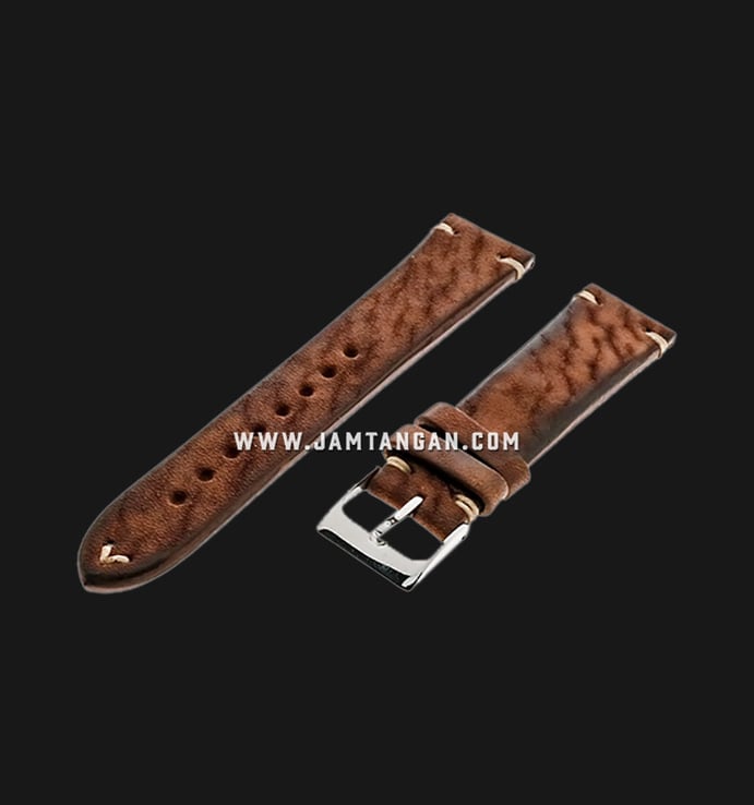 Strap Romeo Handmade in Italy 20mm Brown Leather Silver Buckle 112AI05-20X16