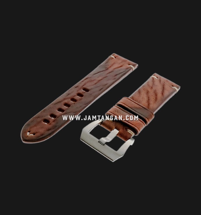 Strap Romeo Handmade in Italy 24mm Brown Leather Silver Buckle 112AI05-24X22