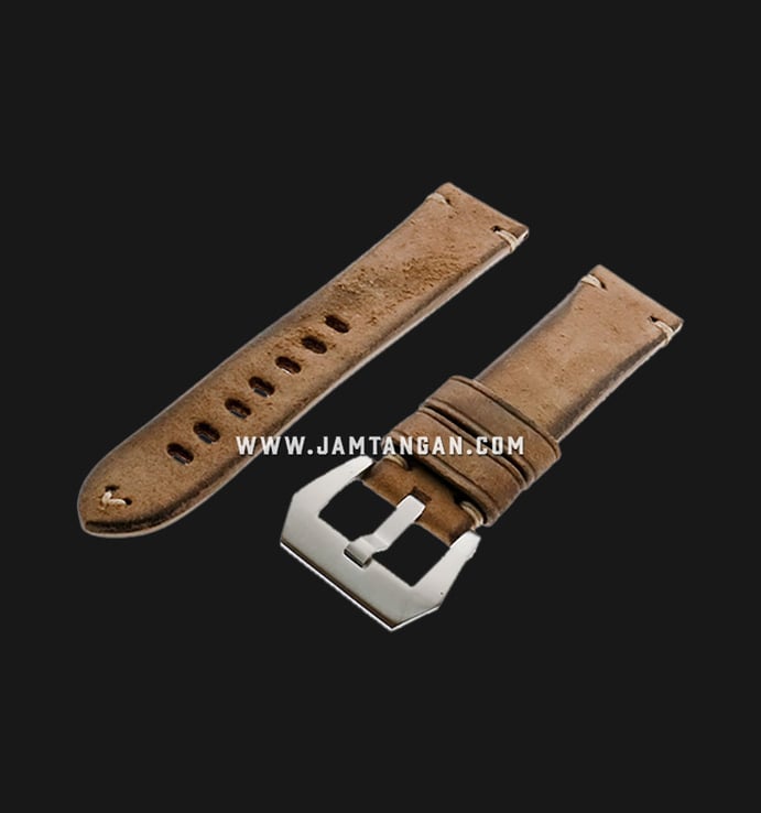 Strap Romeo Handmade in Italy 22mm Brown Leather Silver Buckle 112AI06-22X20