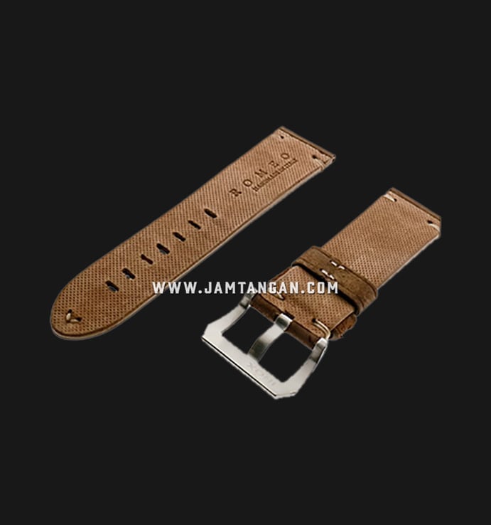 Strap Romeo Handmade in Italy 24mm Brown Leather Silver Buckle 112AI06-24X22