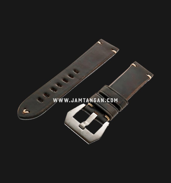 Strap Romeo Handmade in Italy 22mm Brown Leather Silver Buckle 112AI17-22X20